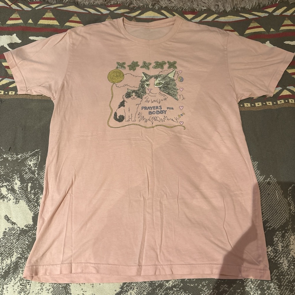 Pink Graphic Cat T-Shirt
